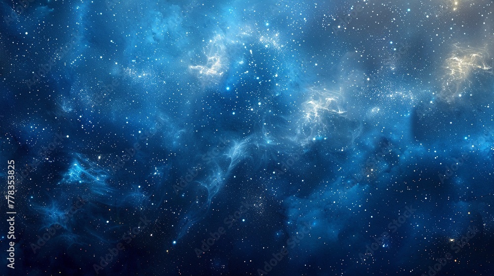 Abstract art, ultramarine blue with scattered bright stars, invoking a sense of calm Abstract art, ultramarine blue with scattered bright stars, invoking a sense of calm