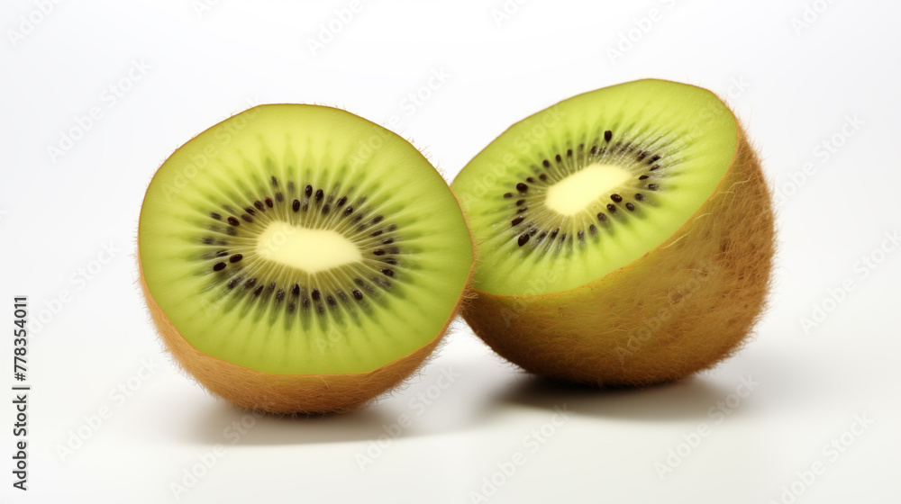 kiwi and half on a white background isolating kiwi and half on a white background isolating