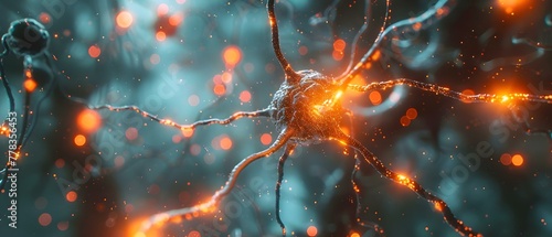 Sparking Synapses: Igniting Mind Power with a Symphony of Neurons. Concept Brainpower, Neural Connections, Cognitive Boost, Mental Agility, Brain Health photo
