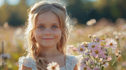 Little Girl in Flower Field