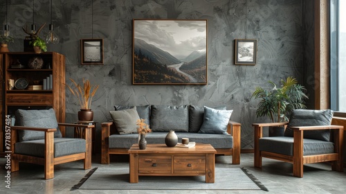 Living Room With Furniture and Painting