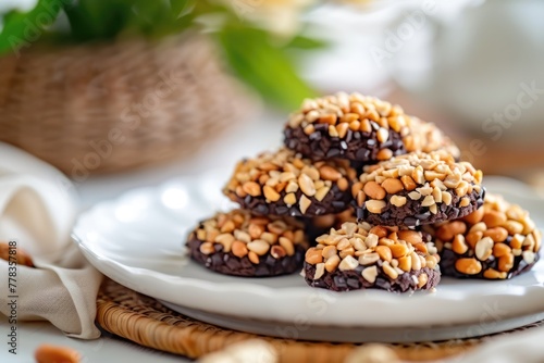 Kukis kacang coklat. Chocolate peanut cookies. Indonesian eid cookies kue lebaran