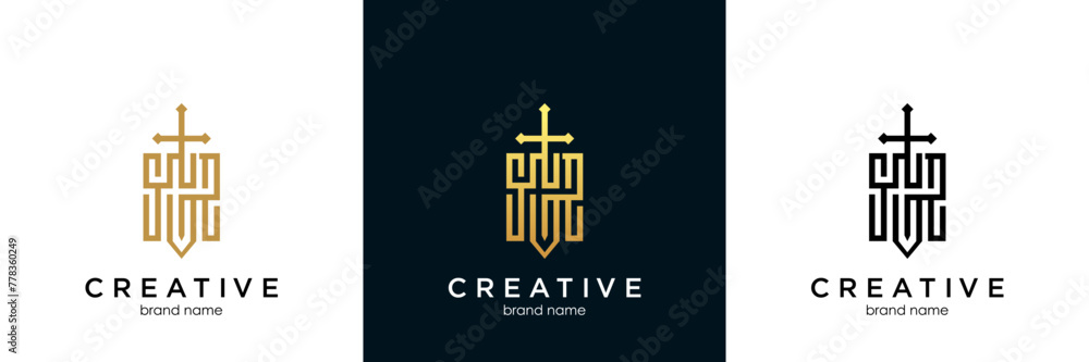 Armor and sword logo design template Armor and sword logo design template