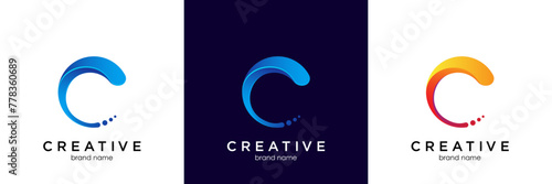 Modern and Minimal layered letter C logo, simple initial C monogram logo vector template