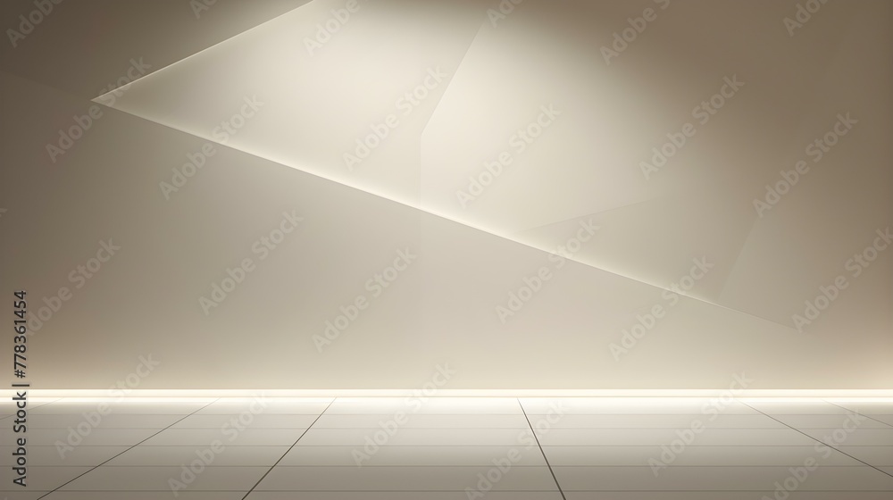 Empty geometrical Wall in ivory Colors. Futuristic Background for Product Presentation