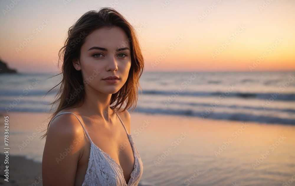Contemplative Figure Embracing Sunset on Serene Beach Contemplative Figure Embracing Sunset on Serene Beach
