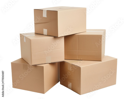 Pile cardboard isolated on transparent background, realistic png element. © Yuliana