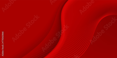 Abstract gold wave lines glowing on red background with copy space for text. Luxury design style. Vector illustration