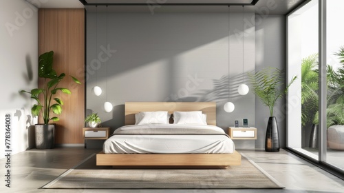 Modern Bedroom with Clean  Minimalist Design. Simplicity meets sophistication in this contemporary bedroom  where clean lines and a minimalist design create a peaceful retreat.