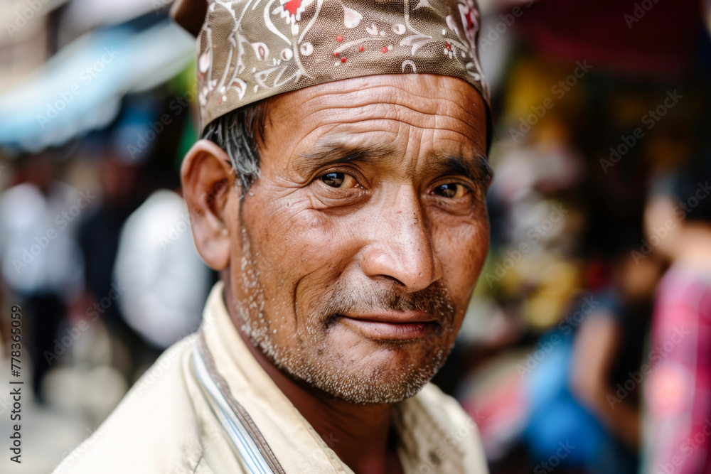 Portrait of a man in the streets of Kathmandu