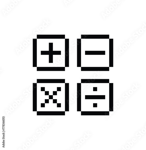 calculator 8 bit icon pixel art calculator sign for games logo symbol 