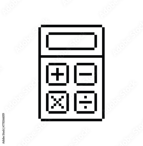 calculator 8 bit icon pixel art calculator sign for games logo symbol 