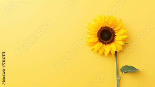 Wallpaper Mural Yellow sunflower in full bloom against a matching background, still life, photography, bright, summer, pop art Torontodigital.ca