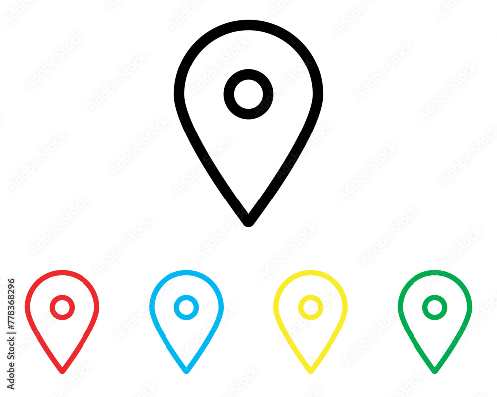 Location icon vector. Pin sign symbol in trendy flat style. Set elements in colored icons. Pointer vector icon illustration isolated on white background Location icon vector. Pin sign symbol in trendy flat style. Set elements in colored icons. Pointer vector icon illustration isolated on white background