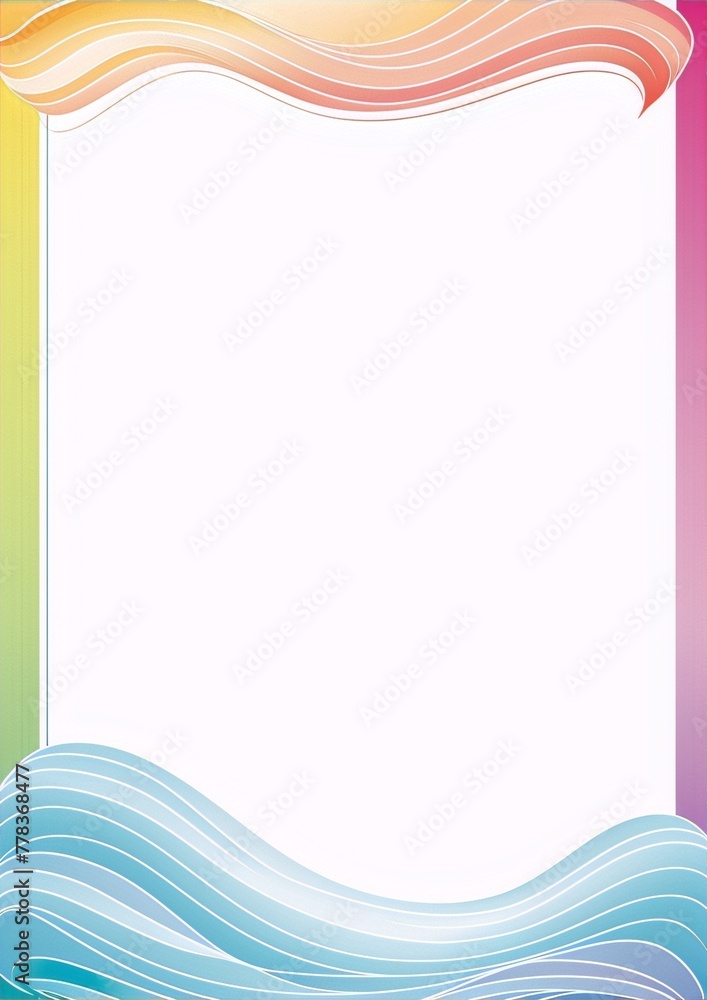Rainbow waves frame with a white center , digital art ,certificate template Rainbow waves frame with a white center , digital art ,certificate template