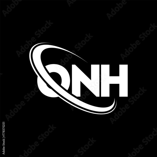 ONH logo. ONH letter. ONH letter logo design. Initials ONH logo linked with circle and uppercase monogram logo. ONH typography for technology, business and real estate brand. photo