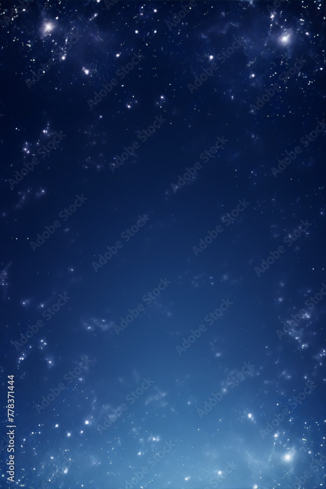 Blue glittering stars on dark blue gradient night sky background