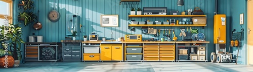 Cozy DIY Workshop Haven Filled with Vintage Handtools and Machinery for Handymen and Crafters