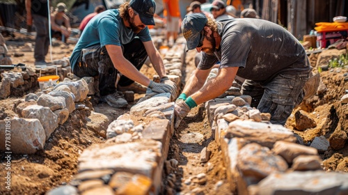 Men Crafting History: Stonemasons at Work