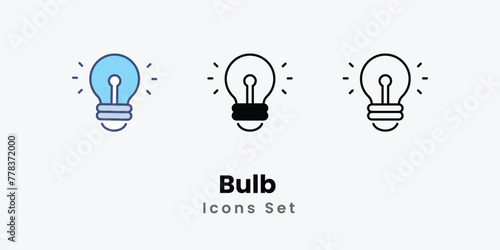 Bulb  Icons set thin line and glyph vector icon illustration