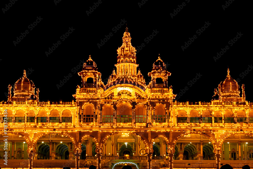 Spectacular Light illumination of Royal Mysore Palace is illuminated ...