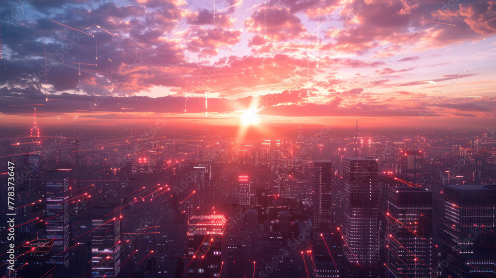 Sunrise over a digital utopia Sunrise over a digital utopia