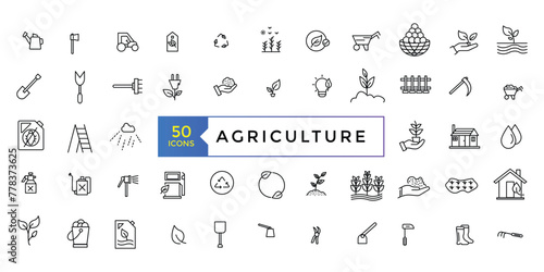 Agriculture line icon set. Innovative technologies for managing farm or agriculture. pring growth stage, seeds, seedling, drought, soil testing, agriculture vector illustration.