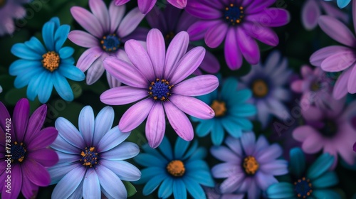 Cluster of Purple and Blue Flowers