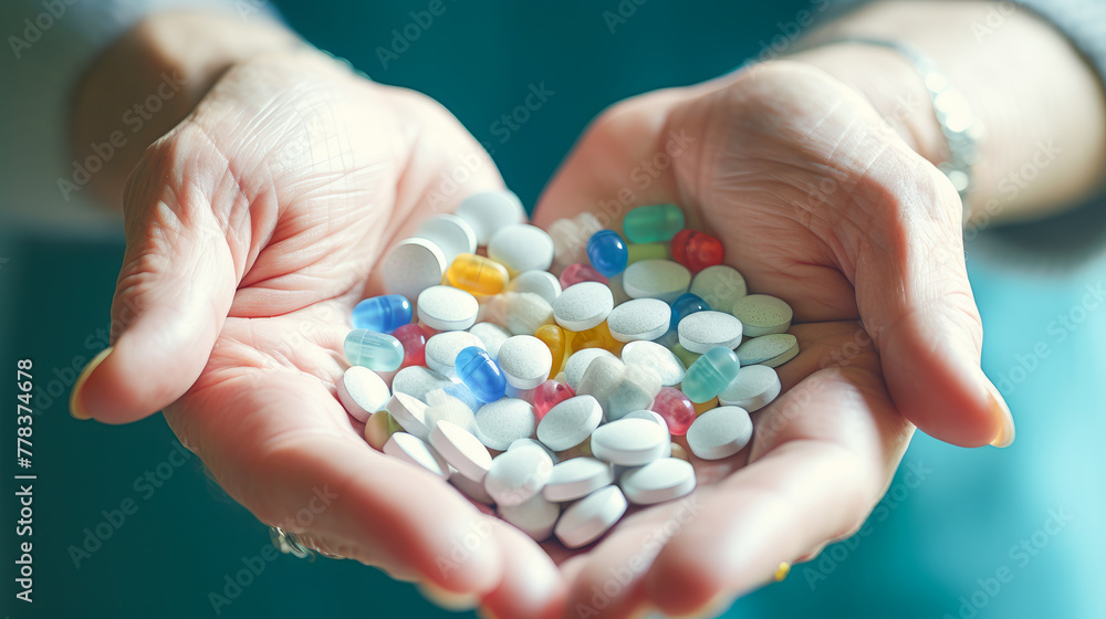 Pills in the hands of an elderly man. Pills in the hands of an elderly man.