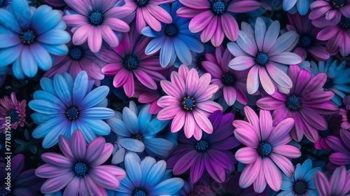 Cluster of Purple and Blue Flowers