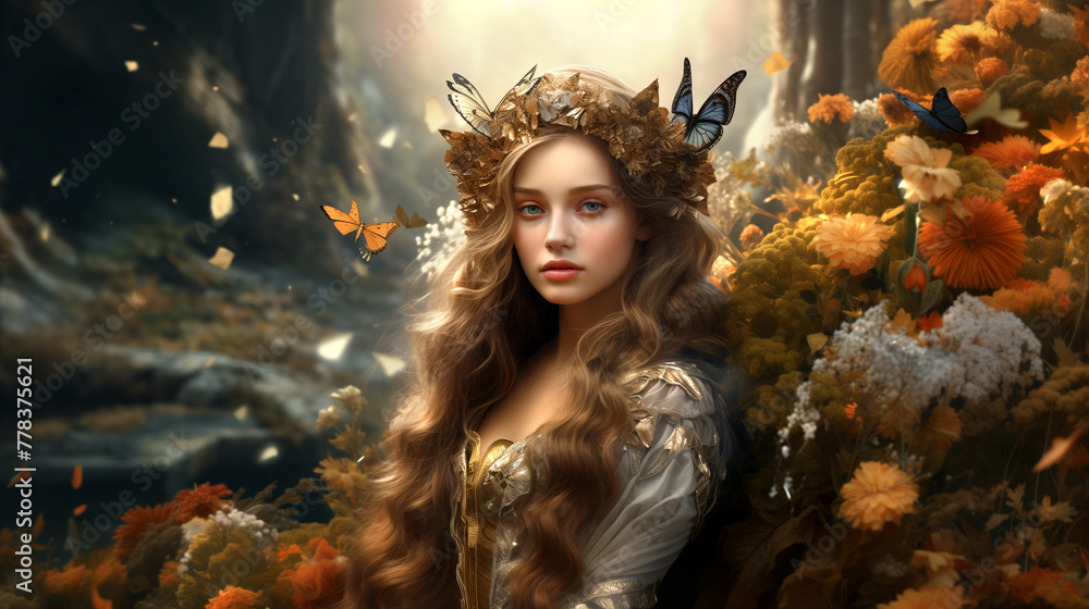 portrait of a woman in forest fairy tale princess 