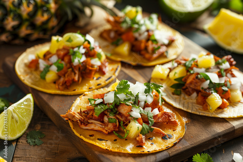 mexican tacos on homemade tortillas, al pastor fine dining with lime and fresh herbs (5)