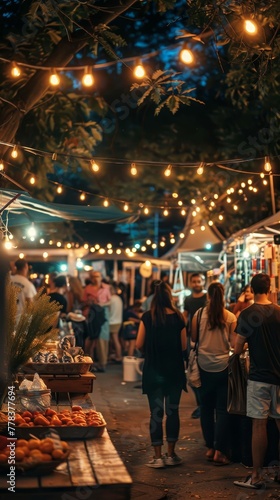 Solar-powered night market, sustainable shopping under the stars © Jiraphiphat