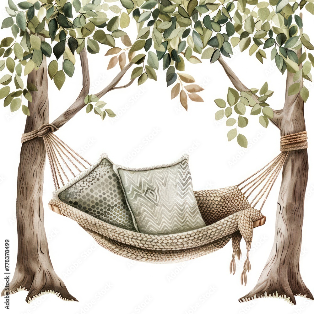 Fototapeta premium An illustration of a cozy hand-knitted woolen hammock