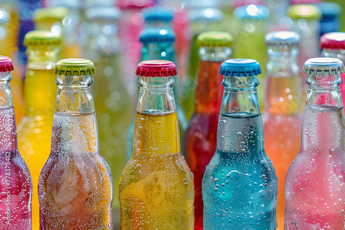 colorful refreshing drinks, sodas in cool bottles, cool liquids for a hot day (3)