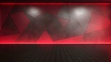 Modern light red geometric Interior with Neon Lighting. Empty Room for Product Presentation