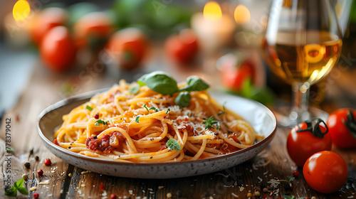 Spaghetti Carbonara on Decorated Table