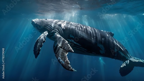 Underwater view of whale photo