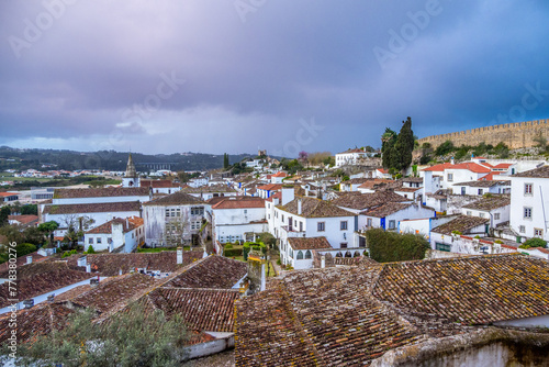 Roofs of Obidos Castle in Portugal