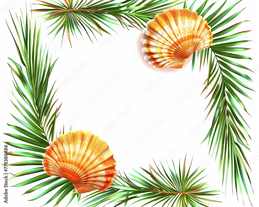 Seashell clipart framed by palm fronds. Seashell clipart framed by palm fronds.