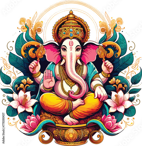 Adobe Illustrator Artwork illustration of Lord Ganpati background for Ganesh Chaturthi