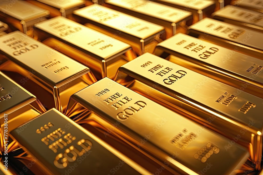 Closeup gold bar arrangement in a row, Business Gold future and financial concept. Closeup gold bar arrangement in a row, Business Gold future and financial concept.