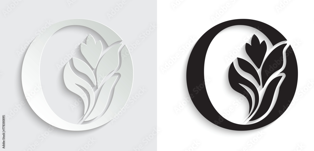 Obraz premium letter O. flower letters. Vintage ornament initial Alphabet. Logo vector 