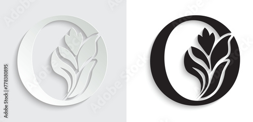 letter O. flower letters. Vintage ornament initial Alphabet. Logo vector	

