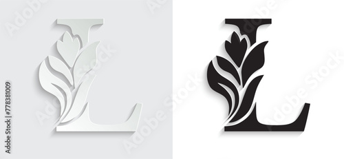 letter L. flower letters. Vintage ornament initial Alphabet. Logo vector	
