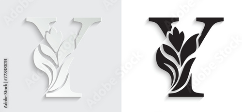 letter Y. flower letters. Vintage ornament initial Alphabet. Logo vector	
