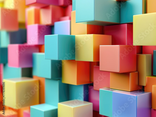 Cube futuristic background  3D render clay style  Abstract geometric shape theme  colorful