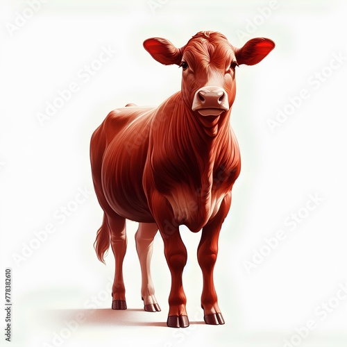 Red Heifer Generated with AI on a plain background
