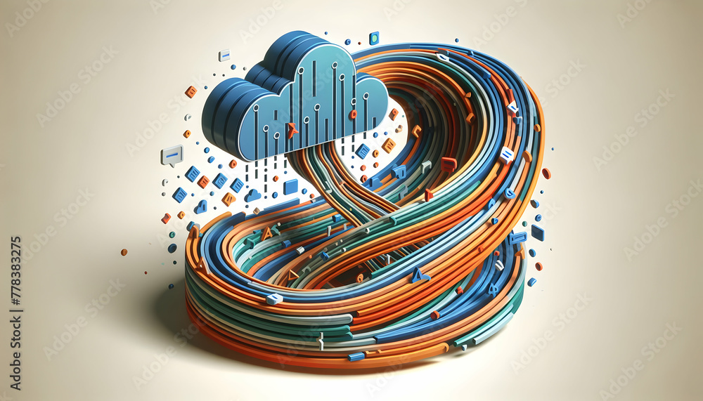 3d flat icon as Code Cascade Cascading lines of code representing the