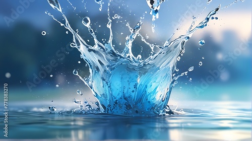 Wallpaper Mural Blue Water Splash: A serene illustration of water splashing gracefully, capturing the essence of nature's purity and fluidity Torontodigital.ca